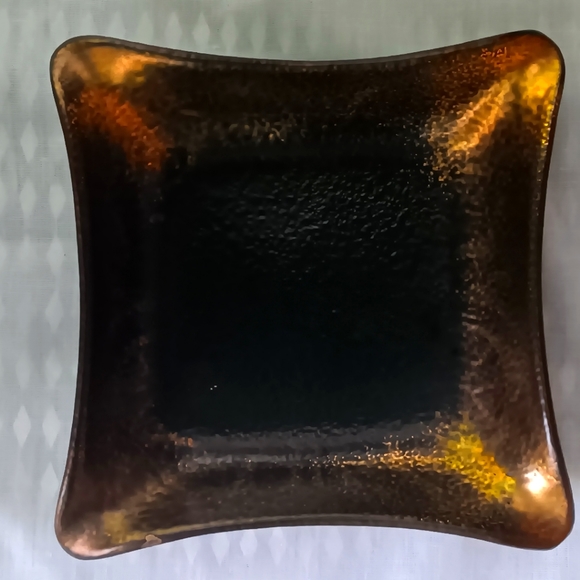 Vintage Sascha Brastoff Gold and Black Square Pottery Dish - Picture 1 of 11